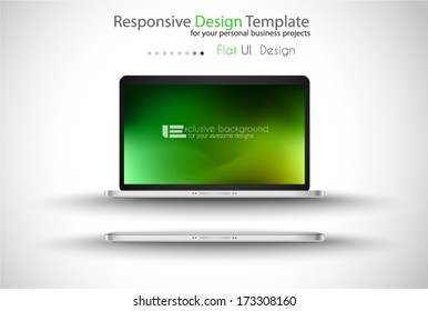 Modern laptop - open and close version with background. Shadows are transparent, ready to copy and past everywhere.