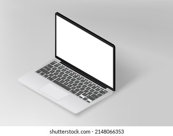 Modern laptop, phone with blank screen vector mockup 