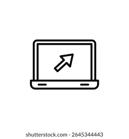 Modern Laptop Screen Displaying Navigation Arrow Icon Line Art
