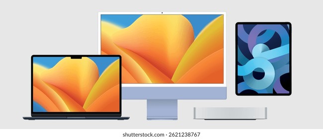Modern Laptop tablet and mobile phone blank screen smartphone mockup collection
