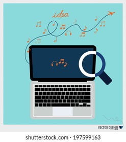 Modern Laptop. Vector illustration.