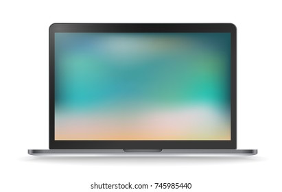 Modern laptop vector mockup with blured background. Template for a contect