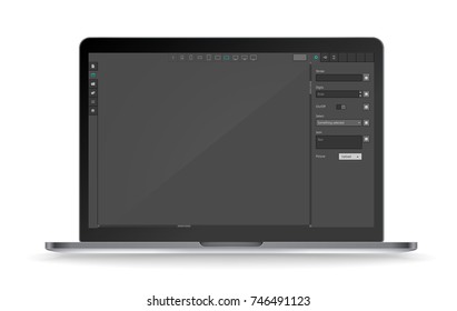 Modern laptop vector mockup with dark interface