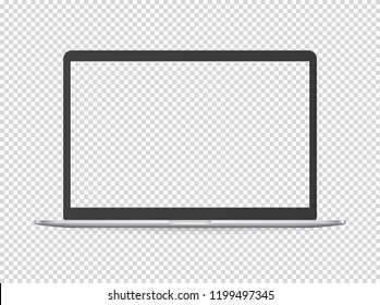 Modern Laptop Vector Mockup. Vector Object Isolated On Transparent Background