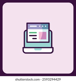 Modern Laptop Website Browser Icon Design Illustration