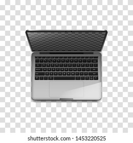 Modern laptops. Realistic mock-up on a transparent background. View from above.