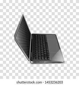 Modern laptops. Realistic mock-up on a transparent background. Side view.
