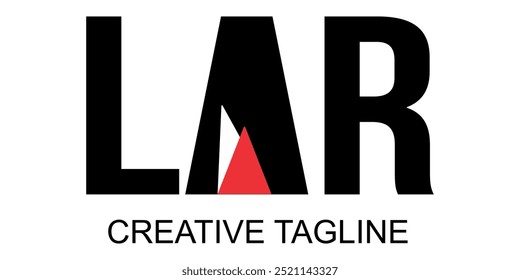 Modern LAR text logo, white background.