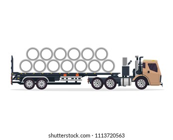 Modern Large Commercial Concrete Construction Delivery Truck Expedition Illustration In Isolated White Background 