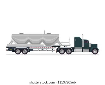 Modern Large Commercial Industrial Carbon Steel Tanker Truck Expedition Illustration In Isolated White Background 