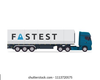 Modern Large Commercial Refrigerator Cooling Container Truck Cargo Truck Expedition Illustration In Isolated White Background 
