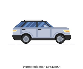 Modern Large Suv In Cartoon Style. Vector Illustration.