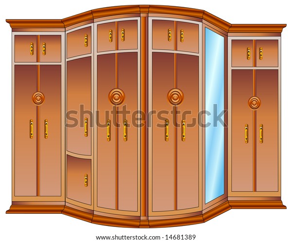 Modern Large Wooden Wardrobe Mirror Carved Royalty Free