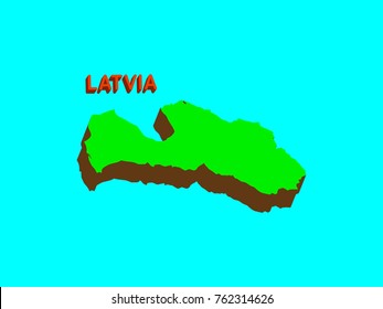 Modern Latvia 3d Map on blue background.Vector illustration EPS 10