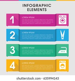 Modern laundry infographic template. infographic design with laundry icons includes iron, cloth pin. can be used for presentation, diagram, annual report, web design.
