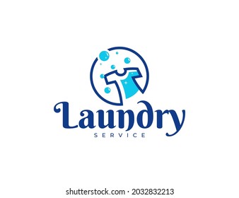 Modern Laundry Logo With Clothes Illustration