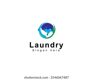 Modern laundry logo with clothes illustration