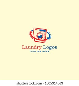 modern laundry logo template. the icon of the washing machine & t-shirt that is so beautiful in bright colors #9