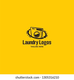 modern laundry logo template. the icon of the washing machine & t-shirt that is so beautiful in bright colors #11