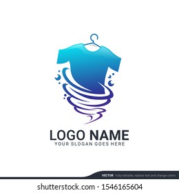 Modern Laundry services logo design. Editable logo design