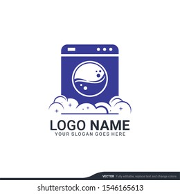 Modern Laundry Services Logo Design. Editable Logo Design