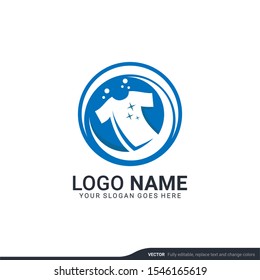 Modern Laundry services logo design. Editable logo design