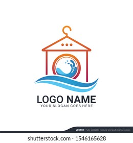Modern Laundry services logo design. Editable logo design