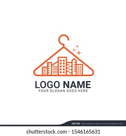 Modern Laundry services logo design. Editable logo design