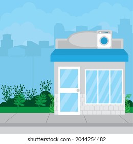 modern laundry store illustration design