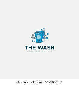 modern laundry, washing machine mascot logo designs