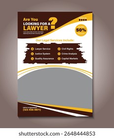 Modern law firm flyer template ideal for promoting legal services. Clean layout, bold typography, and customizable sections to highlight attorneys, practice areas, and contact details effectively.