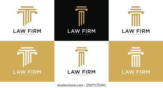 Modern law firm logo design. firm, law, icon justice. Premium Vector