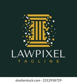 Modern law pixel abstract logo design vector. Minimal digital lawyer logo brand.