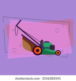 Modern lawn mower. Gardening grass cutter. Agriculture attributes concept. Vector illustration can be used for topics like garden tools, housekeeping, yard