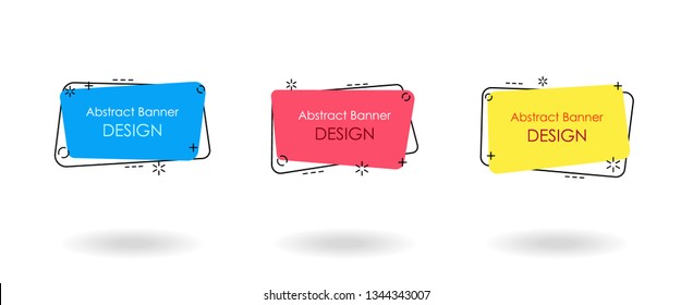 Modern layered banner sricker set, flat geometric style. For use in brochure covers, mobile app interface