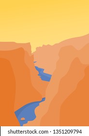 Modern layered canyon vector illustration, can be used as tshirt design, poster, badge, card, sticker, logo in web and print