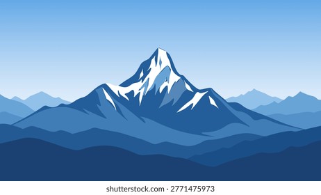 A modern layered illustration of Ama Dablam featuring atmospheric depth and smooth tonal transitions. Designed for travel visuals, editorial layouts, and scenic backgrounds, this vector balances clarity with a refined alpine aesthetic.