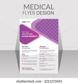 Modern layout a4 flyer health care template for a report and medical brochure vector design for annual report, Magazine, Poster. Easy to use and edit.
