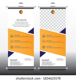 Modernes Layout abstrakter Roll-up Banner Vektorvorlage auf dem Modell.