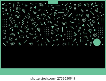 Modern Layout Design Template with space for text, logos and information. With  80s 90s Memphis style elements. For poster, flyer, cover, social media, advertising, promo, event, party, show.
