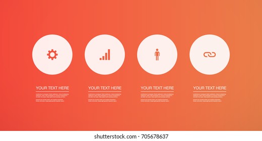 Modern layout design with web icons in white circles 
Eps 10 stock vector illustration 