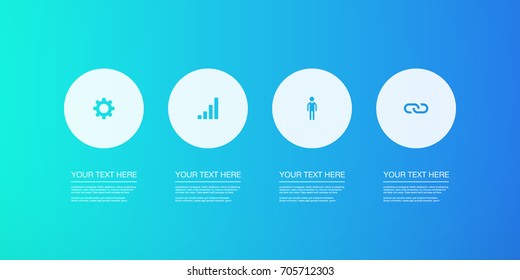 Modern layout design with web icons in white circles 
Eps 10 stock vector illustration 