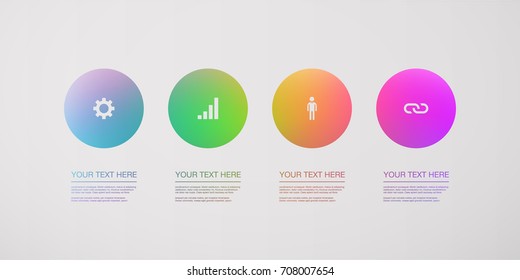 Modern layout design with web icons in color circles Eps 10 stock vector illustration 