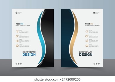 Modern Layout Flyer. Corporate Book Cover Design, EPS Vector Template. Can be Adapt to Brochure, Annual Report, Magazine, Business Presentation, Poster, flyer, Banner, Website
