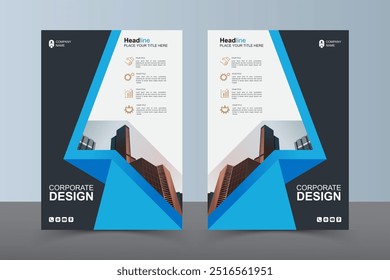 Panfleto de layout moderno. Design de capa de livro corporativo, modelo de vetor EPS. Pode ser adaptado para folheto, relatório anual, revista, apresentação de negócios, cartaz, folheto, banner, site