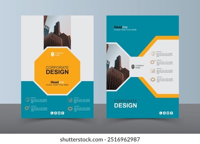 Panfleto de layout moderno. Design de capa de livro corporativo, modelo de vetor EPS. Pode ser adaptado para folheto, relatório anual, revista, apresentação de negócios, cartaz, folheto, banner, site

