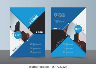 Panfleto de layout moderno. Design de capa de livro corporativo, modelo de vetor EPS. Pode ser adaptado para folheto, relatório anual, revista, apresentação de negócios, cartaz, folheto, banner, site

