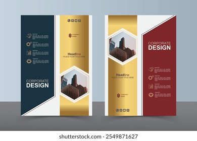 Panfleto de layout moderno. Design de capa de livro corporativo, modelo de vetor EPS. Pode ser adaptado para folheto, relatório anual, revista, apresentação de negócios, cartaz, folheto, banner, site