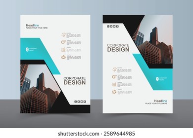 Modern Layout Flyer. Corporate Book Cover Design, EPS Vector Template. Can be Adapt to Brochure, Annual Report, Magazine, Business Presentation, Poster, flyer, Banner, Website