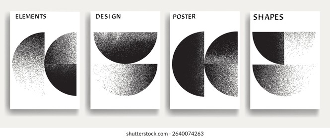 Modern layout with grunge design elements . Grunge textured shapes   . Wall art . Vector abstract shape. Modern art . Contemporary layouts set .